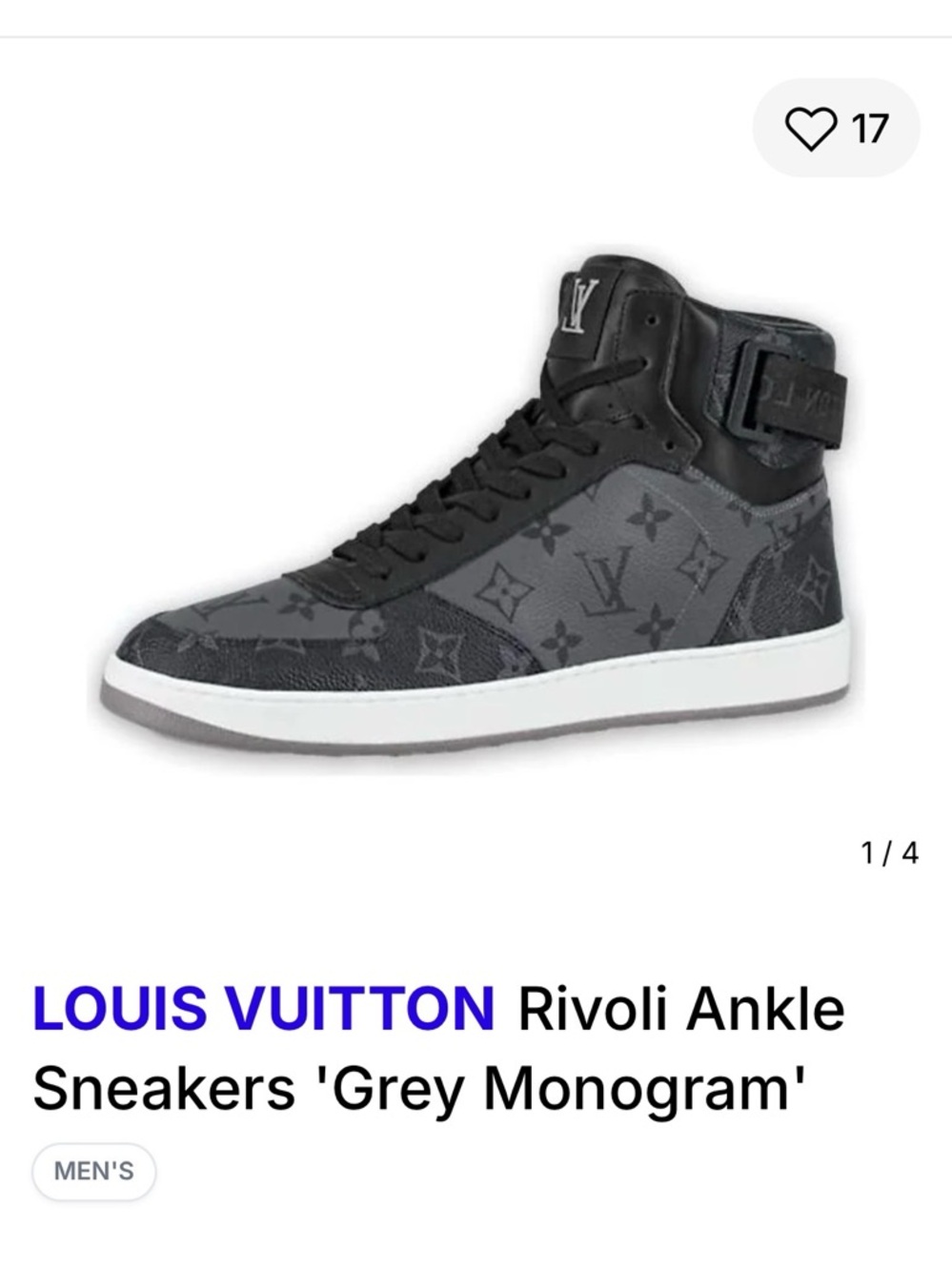Louis Vuitton Men's High-Top Sneaker in Black and Gray Monogram - Picture 4 of 10
